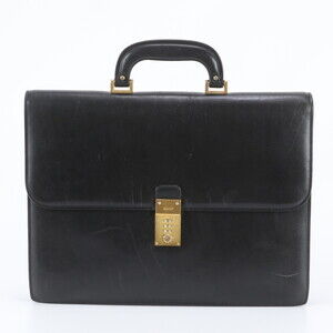 Bally Leather Bag Briefcase Tote Black Brand Men's